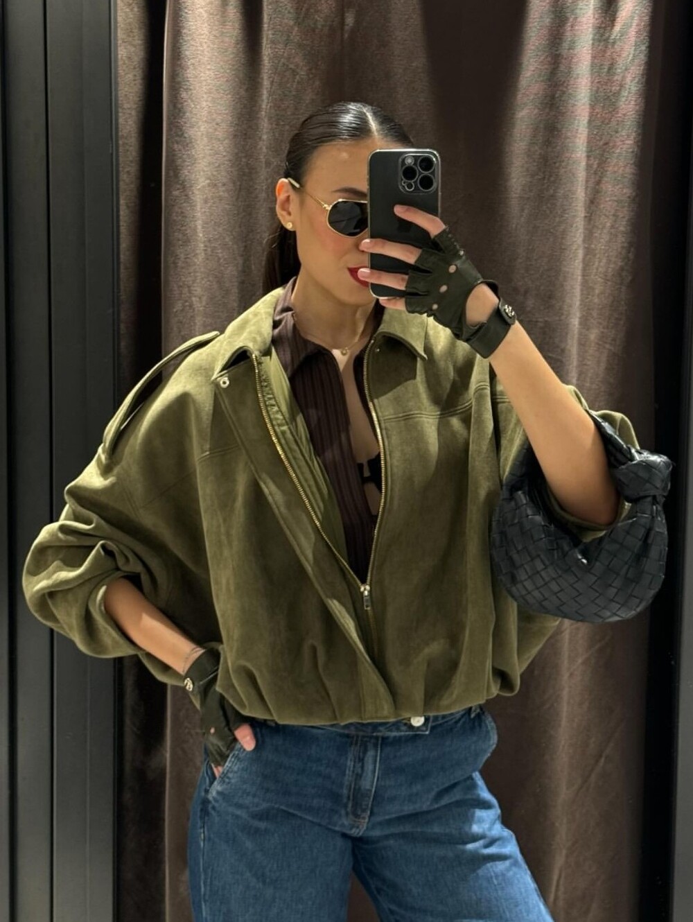 ZARA SUEDE EFFECT BOMBER JACKET